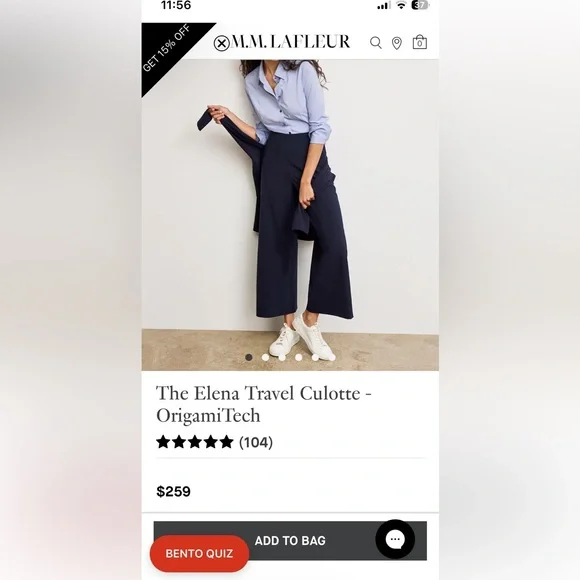 MM.LaFleur - Elena 2.0 Culotte Origami Tech Dark Navy Wide-Leg Trousers - Picture 7 of 7